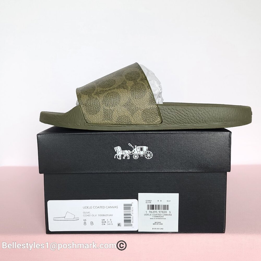 COACH Udele Sport Slide In Signature Canvas - Women's Size 8B- Olive Color ⭐ - Picture 16 of 16